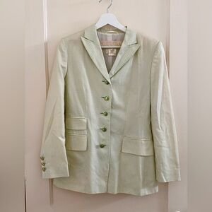 Escada Vintage Pinstripe Light Lime and Blue Blazer